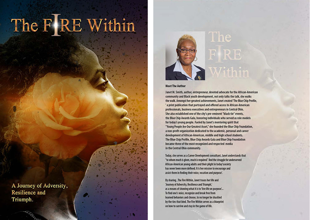 The Fire Within Book Cover Design and Biography page
