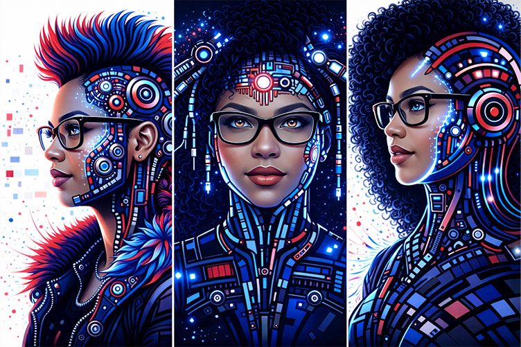 Blue and Red Color Styled Triptych