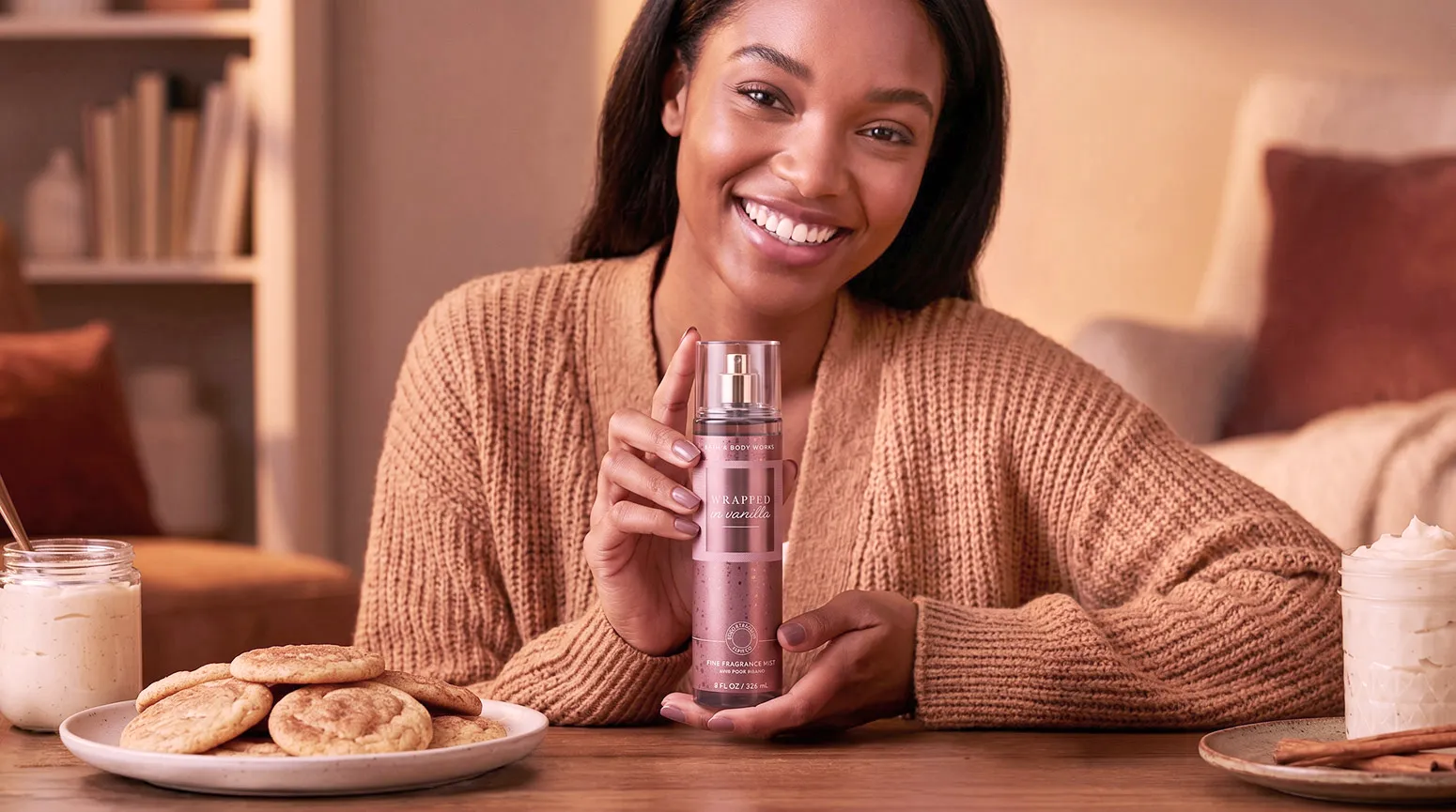 Bath & Body Works Wrapped in Vanilla Comfort Ritual campaign hero concept