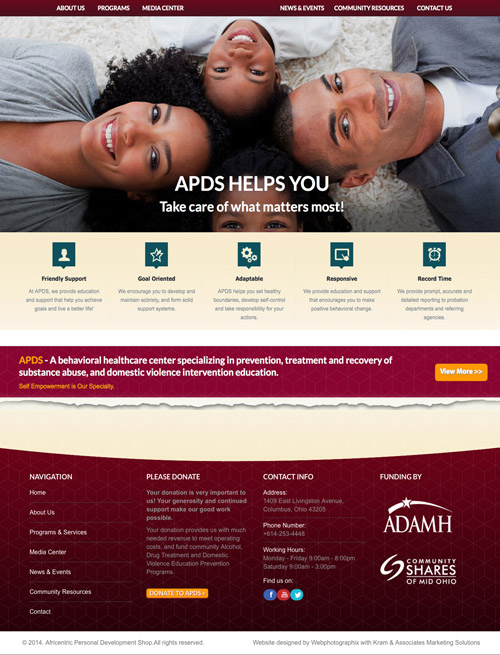 Original APDS Website homepage