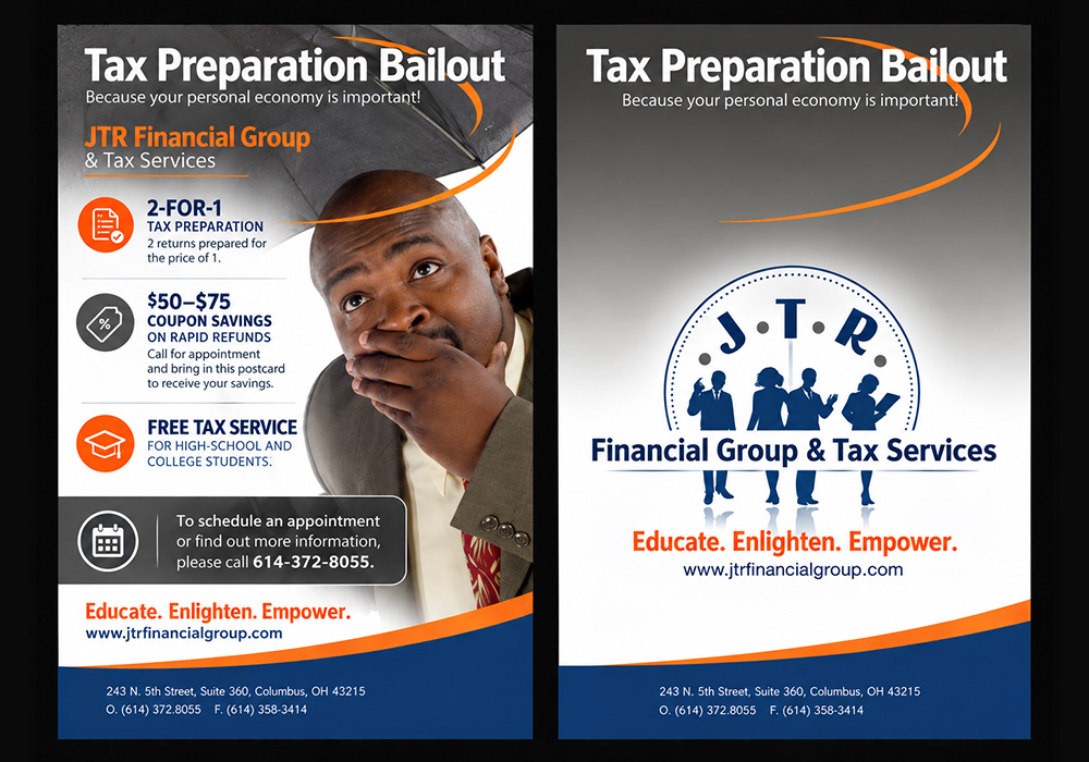 JTR Financial Group promotional postcard front
