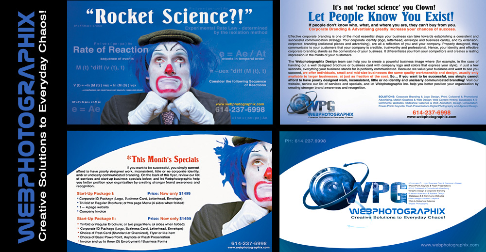 Webphotographix promotional postcard designs.