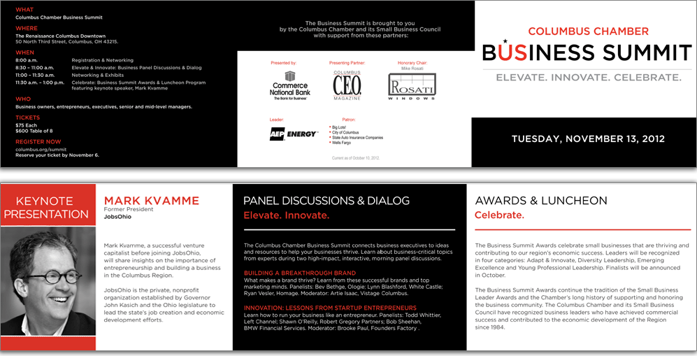 Invitation System. A formal invitation treatment introduced the summit with the level of polish expected for a business-leadership audience.