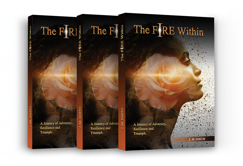 Three book mockups featuring the selected cover design for The Fire Within.