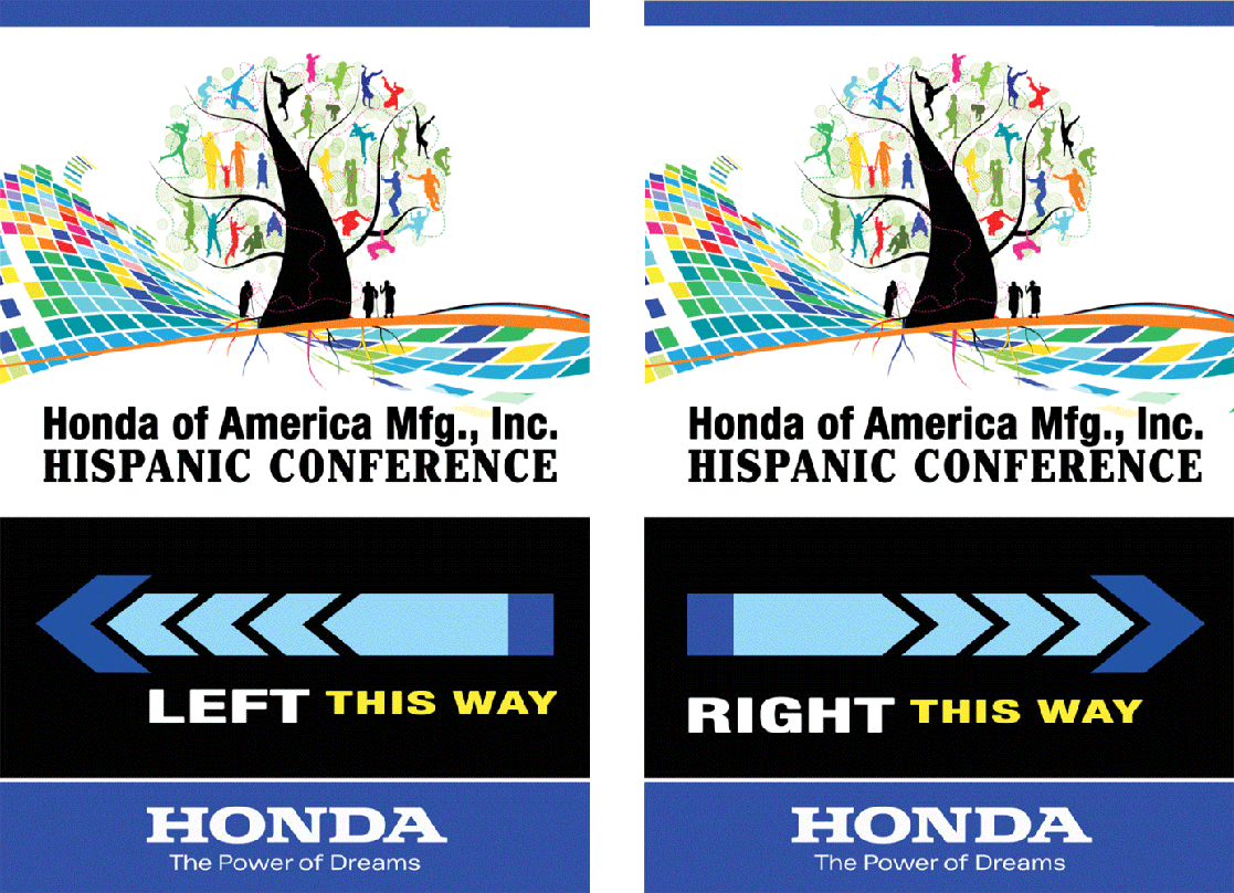 Honda Hispanic Conference directional signage blue