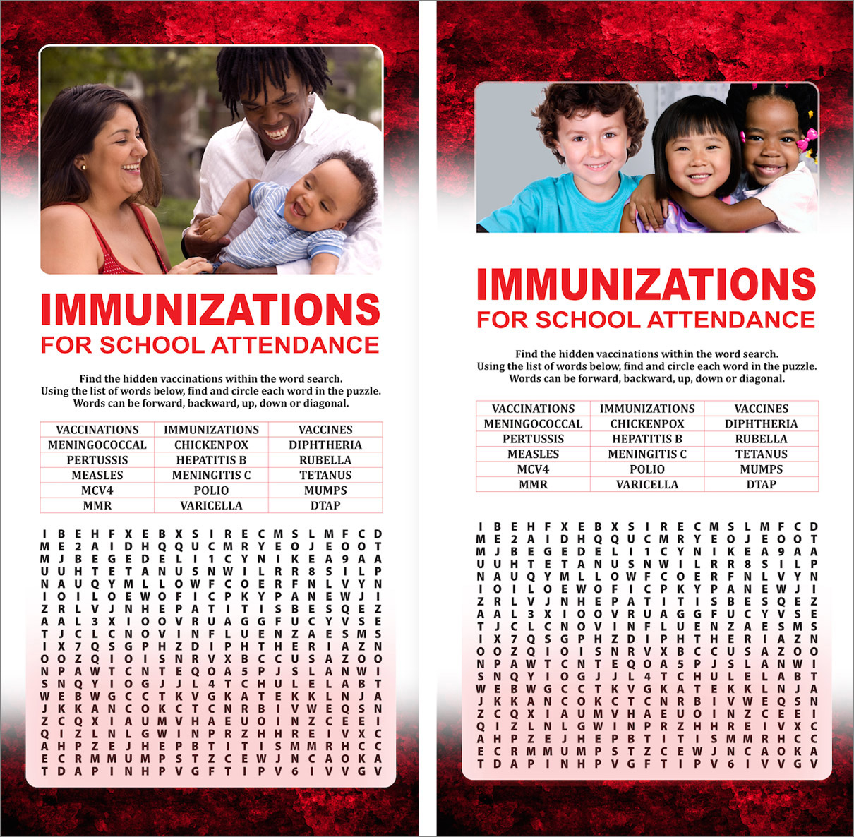 Ohio Department of Health Back To School Required Vaccinations Word Search