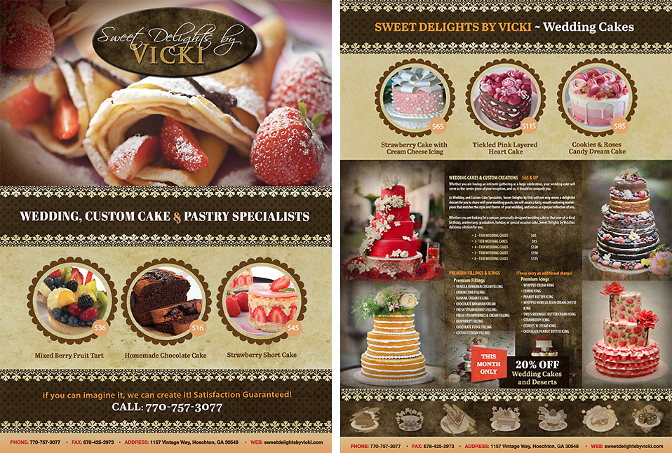 Sweet Delights by Vicki menu card and retail signage