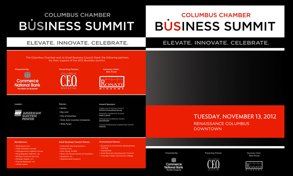 Conference Program — Cover. The program exterior carries the event identity into a functional attendee piece designed to organize the conference experience.
