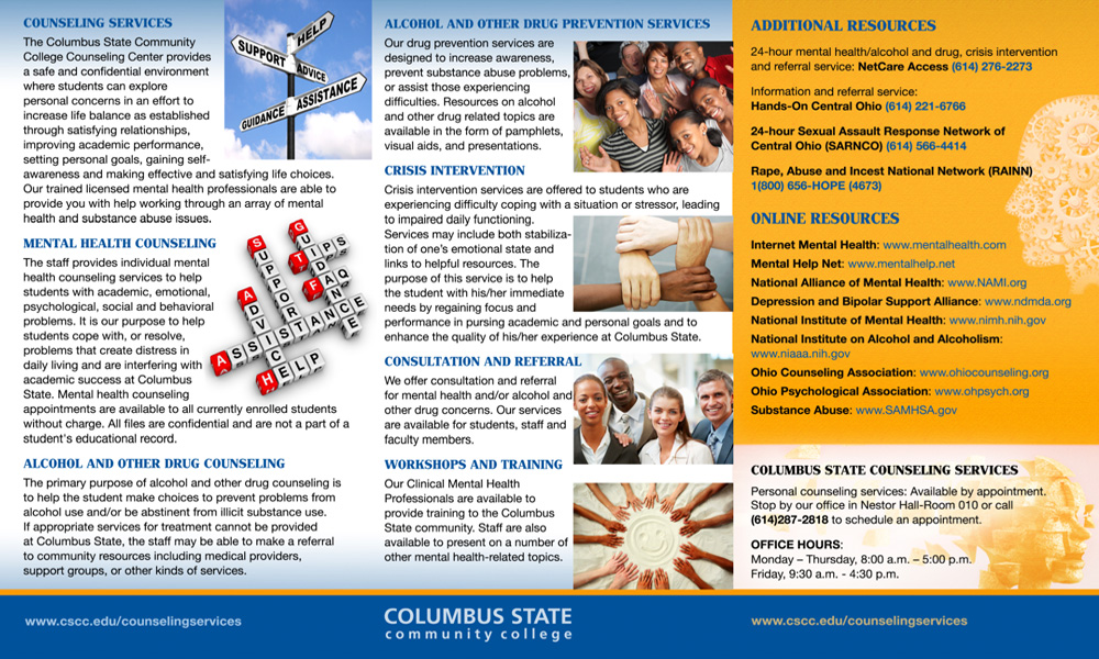 Columbus State Counseling Services Brochure — project view 2 by Giselle White / Webphotographix