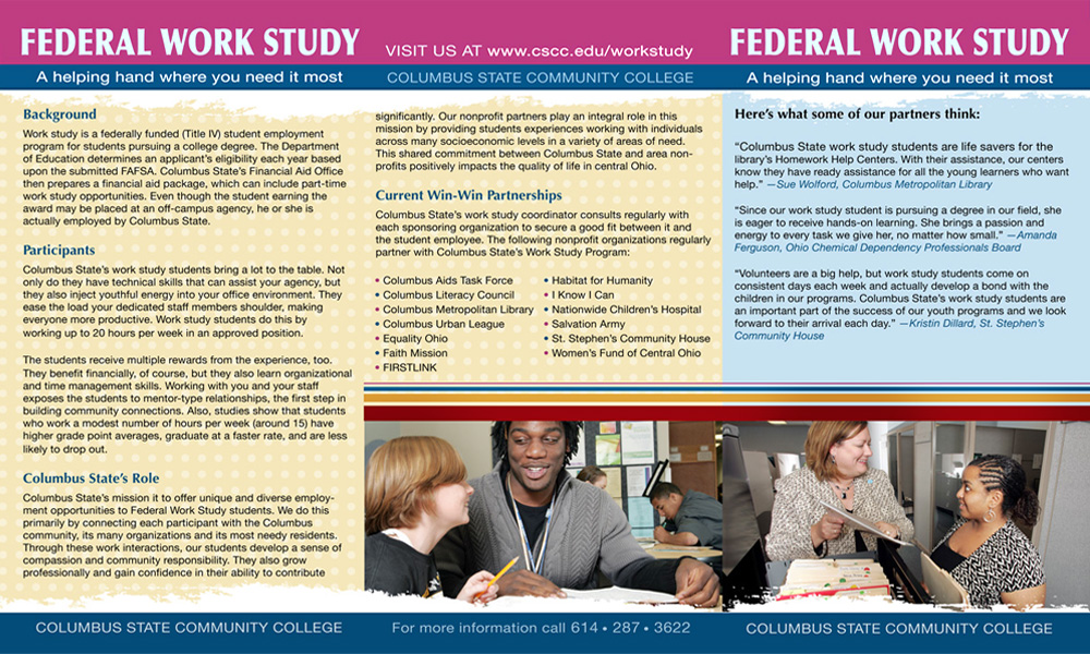 Columbus State Federal Work Study Brochure — project view 2 by Giselle White / Webphotographix