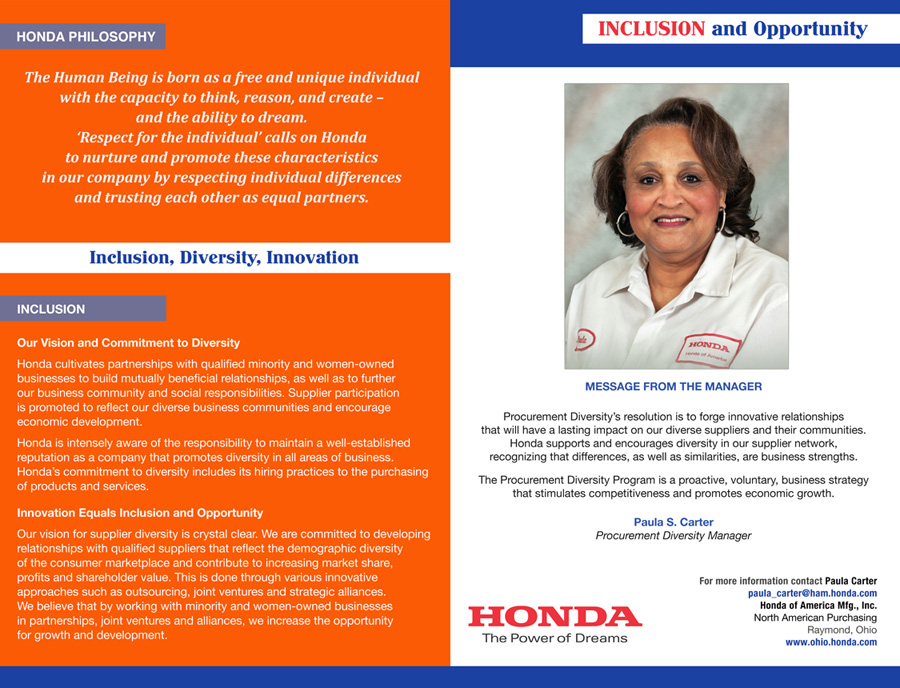 Honda of America Brochure — project view 2 by Giselle White / Webphotographix
