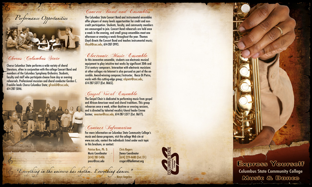 Columbus State Music & Dance Brochure — project view 1 by Giselle White / Webphotographix