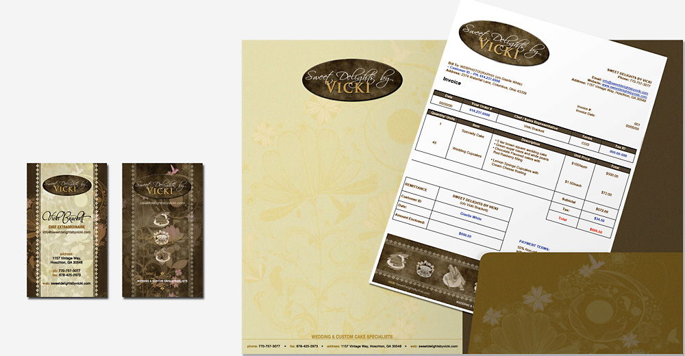Sweet Delights Business Card Invoice and Presentation Folder