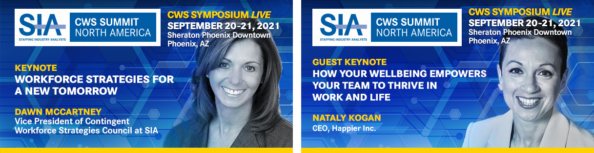 Keynote speaker web badges featuring Dawn McCartney and Nataly Kogan.