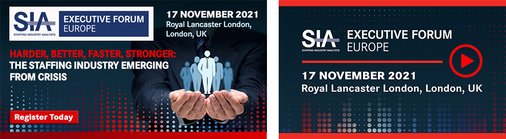 Executive Forum Europe registration web badge and static video thumbnail with a play icon.