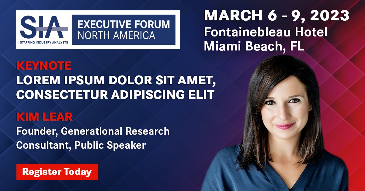 Keynote LinkedIn Promotion. Kim Lear’s portrait takes the lead, with the conference identity, event details, and registration prompt arranged around her. The red-and-blue treatment connects the speaker graphic to the wider campaign.