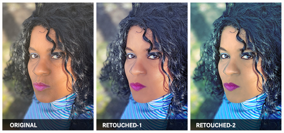 African-Indian-Irish Caribbean Woman, Giselle photo retouching example 1 — Webphotographix