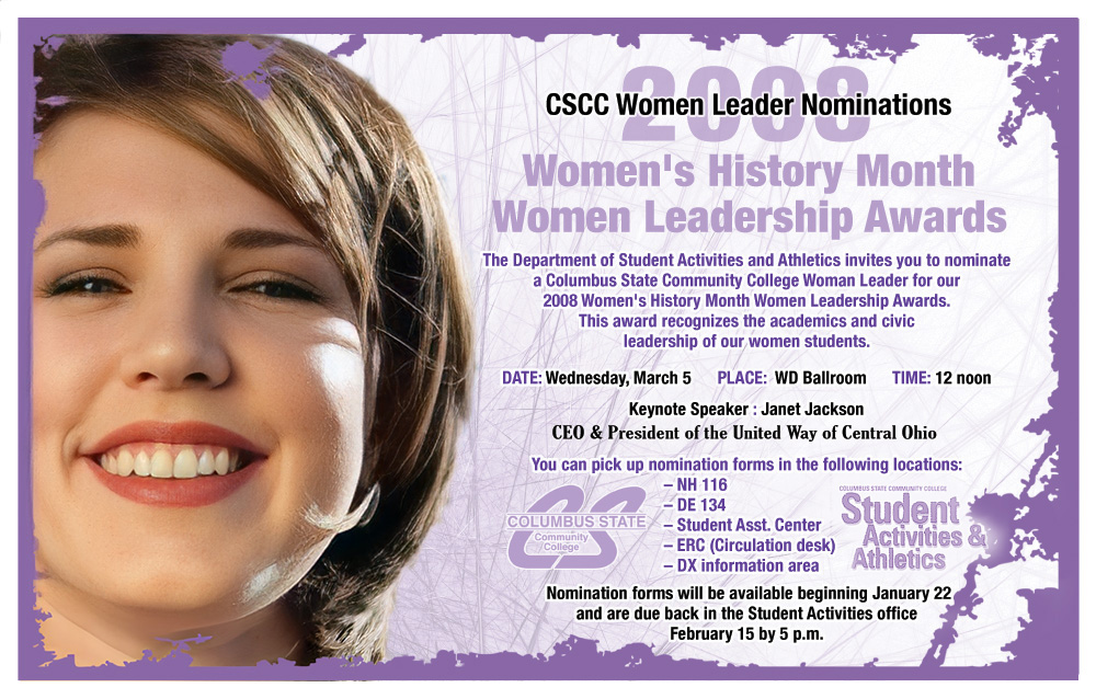 Columbus State Women's History Month Postcard