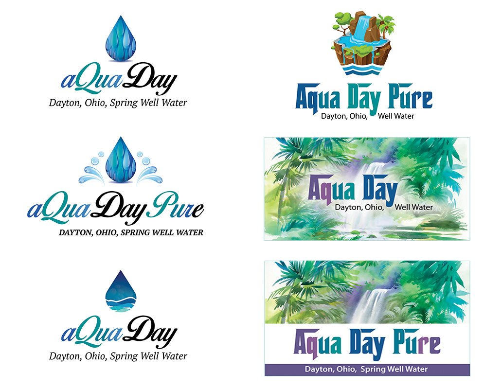 AquaDay Pure label design explorations