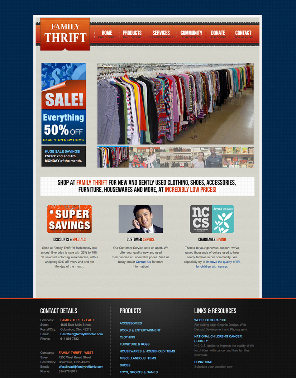 Family Thrift Stores Website Design