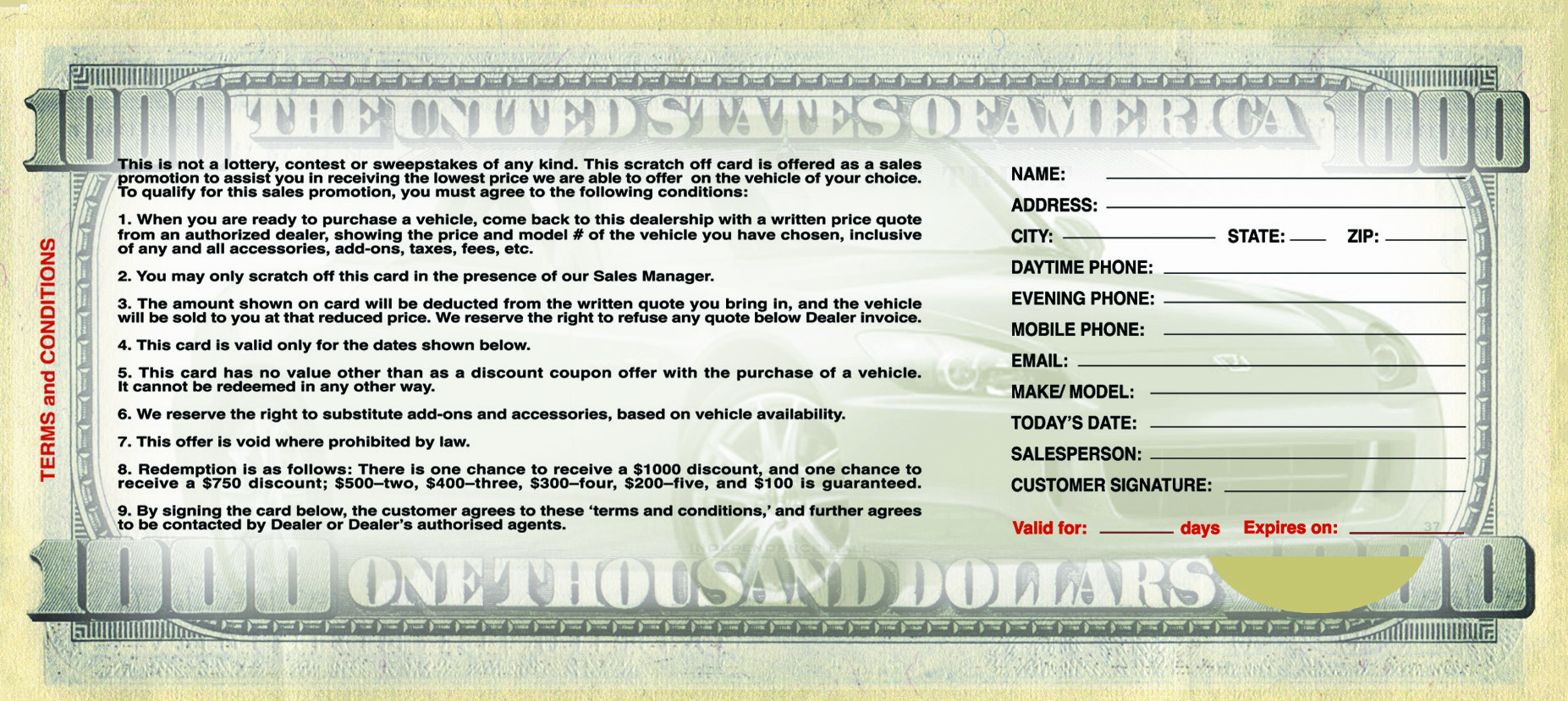 IMMKE Honda Promotional Coupon Back