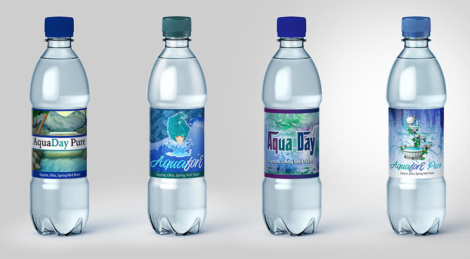 Dayton Water Company final label designs bottle mockup