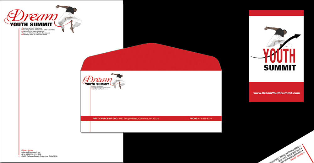 Dream Youth Summit stationery design.