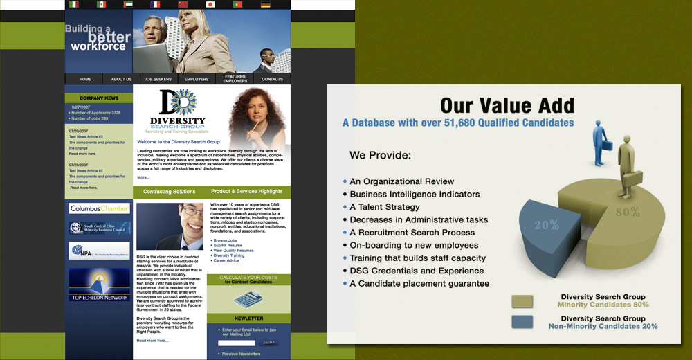 Diversity Search Group web design template and PowerPoint presentation graphics