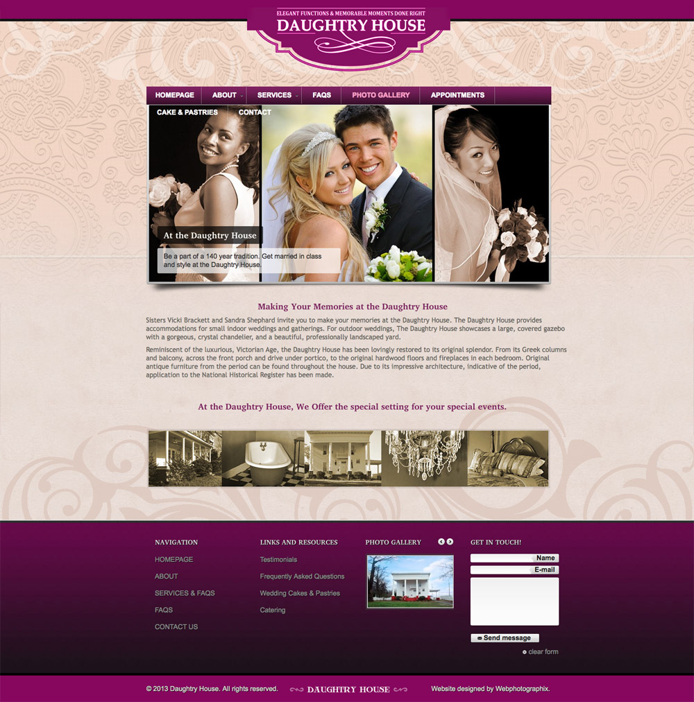 The Daughtry House wedding and event venue website design