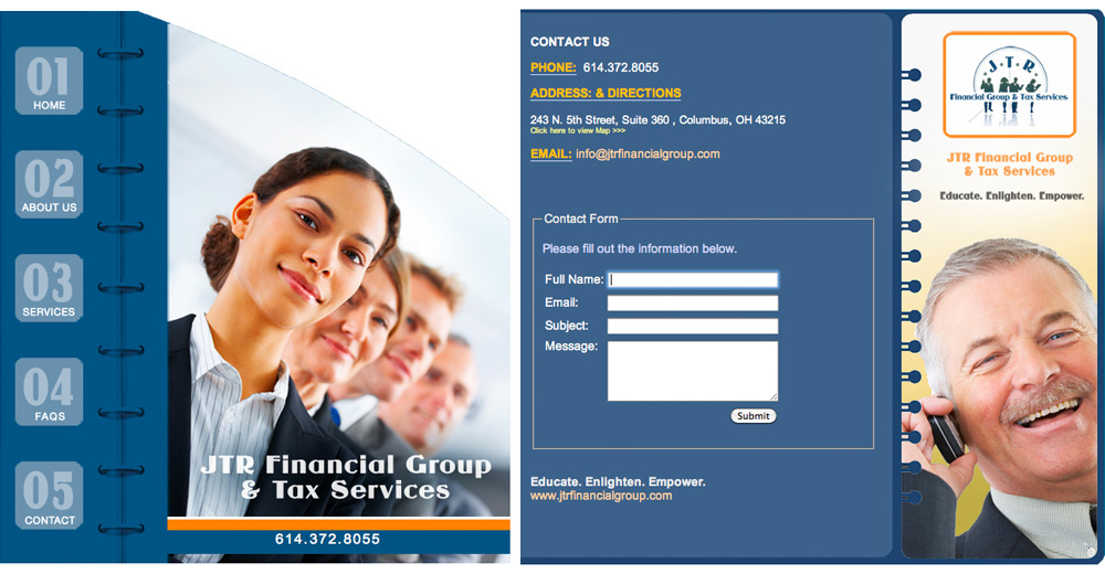 JTR Financial Group and Tax Services website design