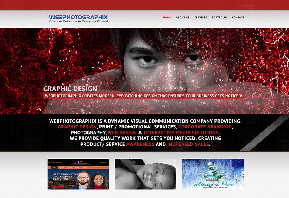 Webphotographix studio website design.